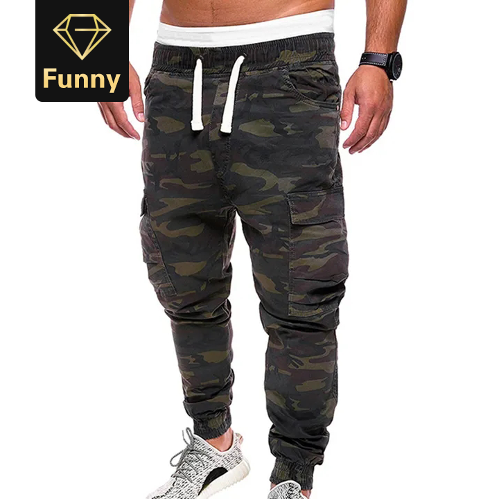 2021 High quality Men Military Camouflage Print Trousers Multi Pockets Cargo Jog Pants Sportswear Sweatpants Male