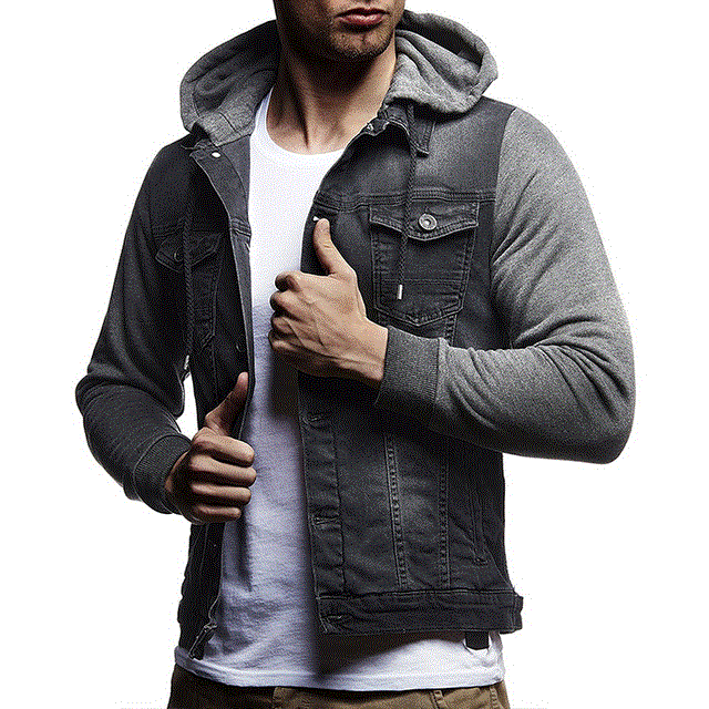 2021 High quality Men Jean jacket autumn fashion knitting Hooded denim jacket men Casual Slim streetwear jackets coats