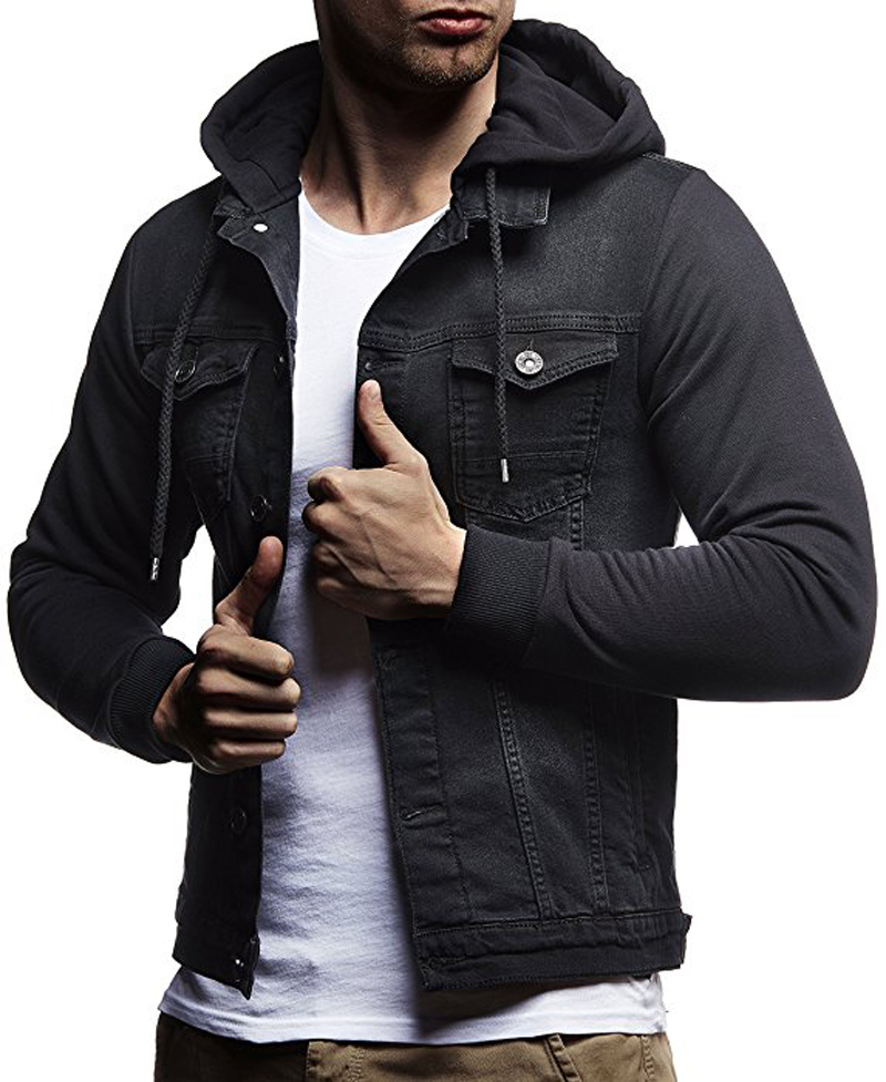 2021 High quality Men Jean jacket autumn fashion knitting Hooded denim jacket men Casual Slim streetwear jackets coats