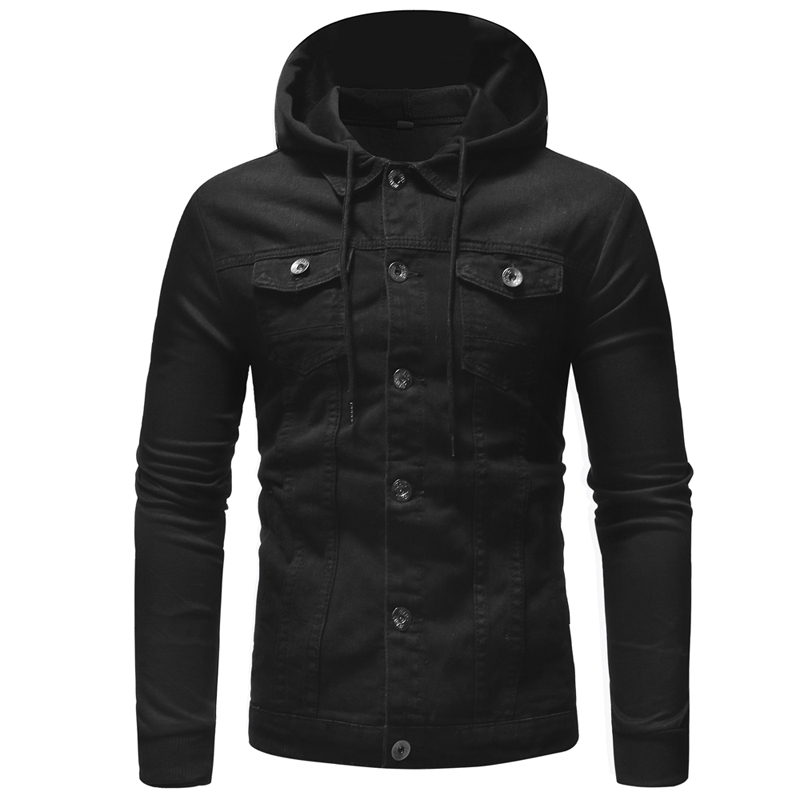 2021 High quality Men Jean jacket autumn fashion knitting Hooded denim jacket men Casual Slim streetwear jackets coats