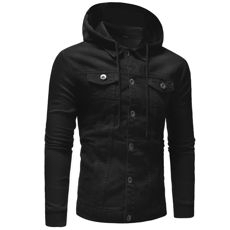2021 High quality Men Jean jacket autumn fashion knitting Hooded denim jacket men Casual Slim streetwear jackets coats