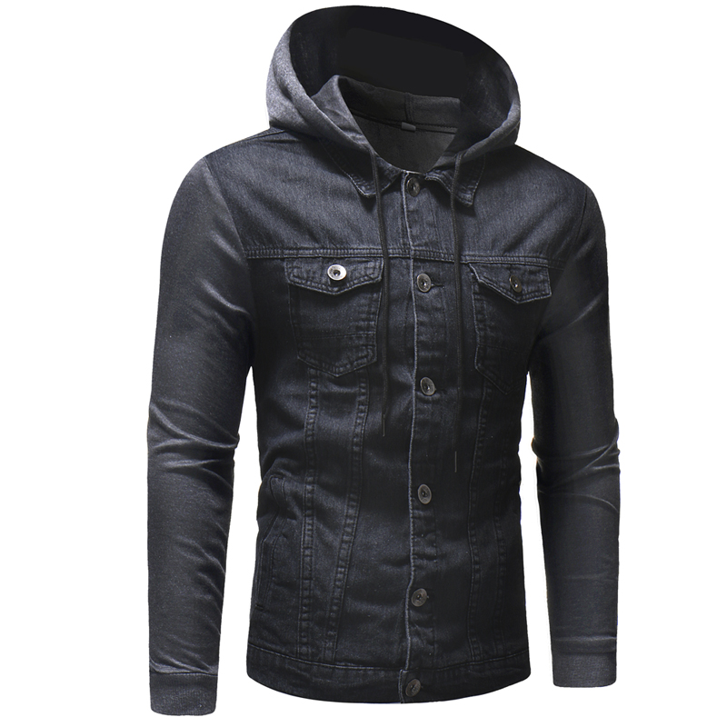 2021 High quality Men Jean jacket autumn fashion knitting Hooded denim jacket men Casual Slim streetwear jackets coats