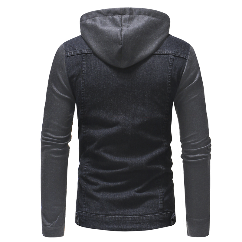 2021 High quality Men Jean jacket autumn fashion knitting Hooded denim jacket men Casual Slim streetwear jackets coats