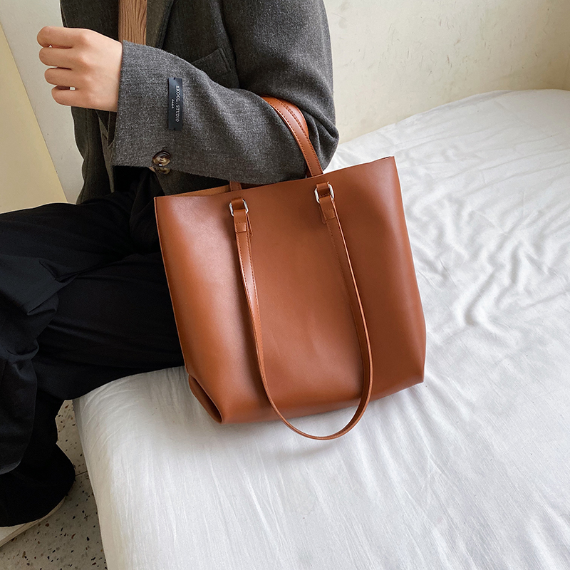 2021 High quality Women Large Capacity PU Leather Tote Bags  Luxury Handbags Lady Travel Crossbody Shoulder Bag Simple