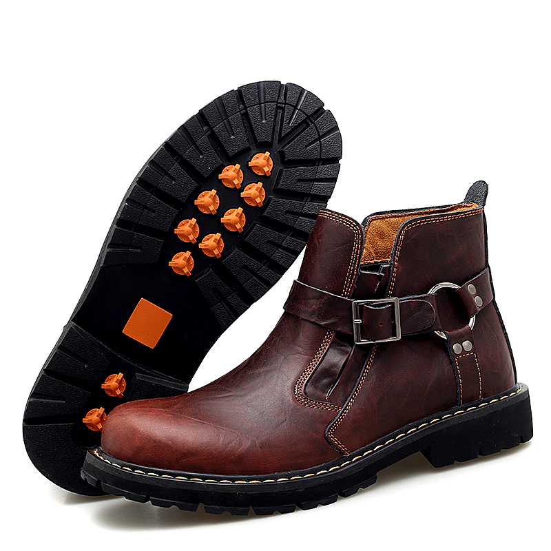 2021 High quality Men's Boots Leather Men Shoes Fashion Motorcycle Boots Comfortable Ankle Boots Casual Shoes