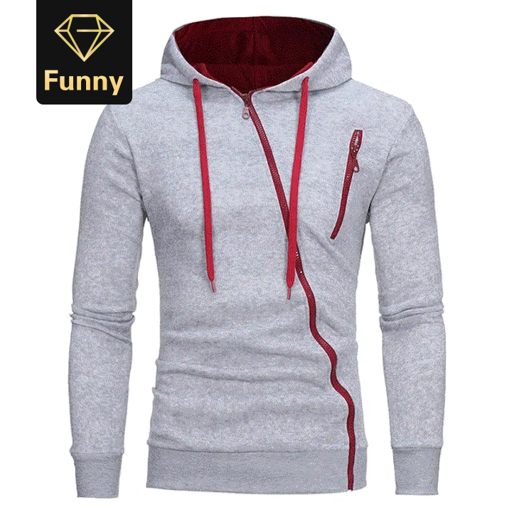 2021 High quality Men's Hoodies Casual Side Oblique Pull Sweatshirt Slim Male Tracksuit