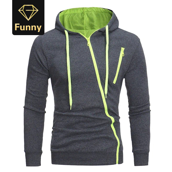 2021 High quality Men's Hoodies Casual Side Oblique Pull Sweatshirt Slim Male Tracksuit