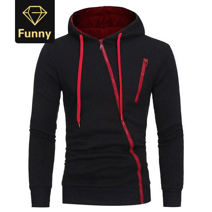 2021 High quality Men's Hoodies Casual Side Oblique Pull Sweatshirt Slim Male Tracksuit