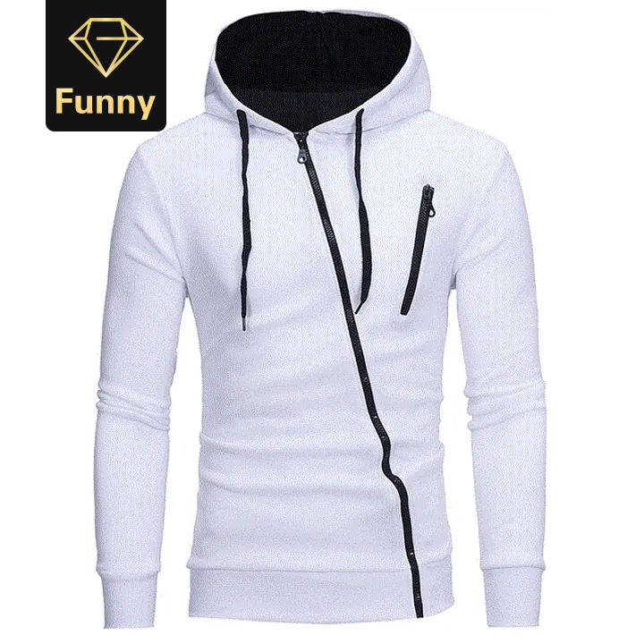 2021 High quality Men's Hoodies Casual Side Oblique Pull Sweatshirt Slim Male Tracksuit