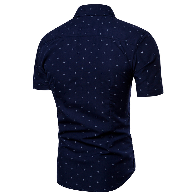 Men print short sleeve shirts business slim camisa social mens shirts casual slim fit shirts