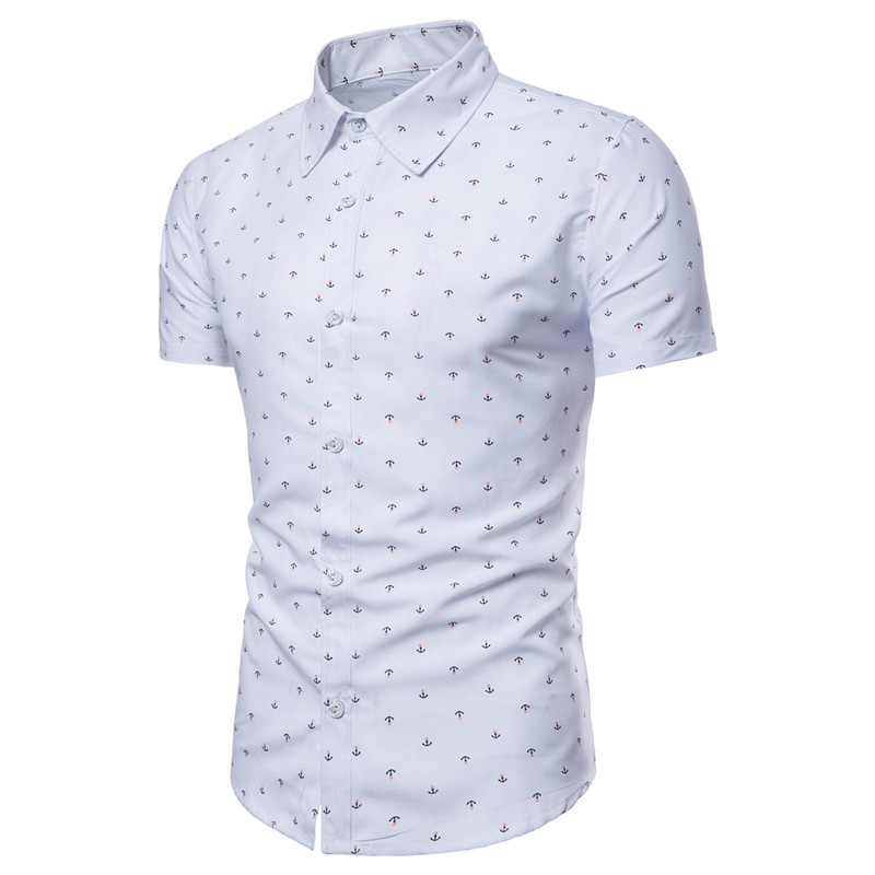 Men print short sleeve shirts business slim camisa social mens shirts casual slim fit shirts