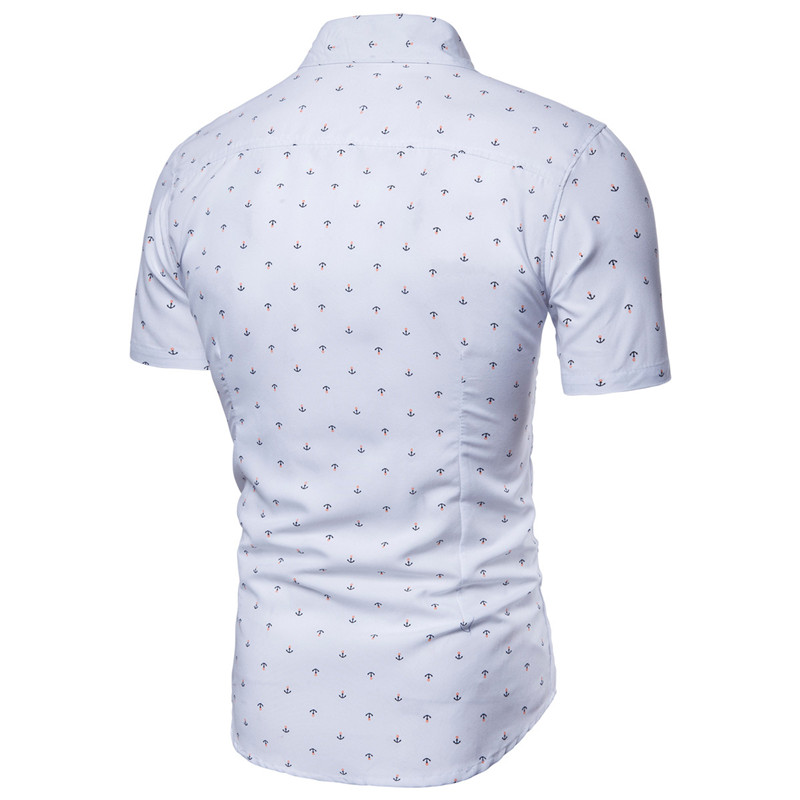 Men print short sleeve shirts business slim camisa social mens shirts casual slim fit shirts