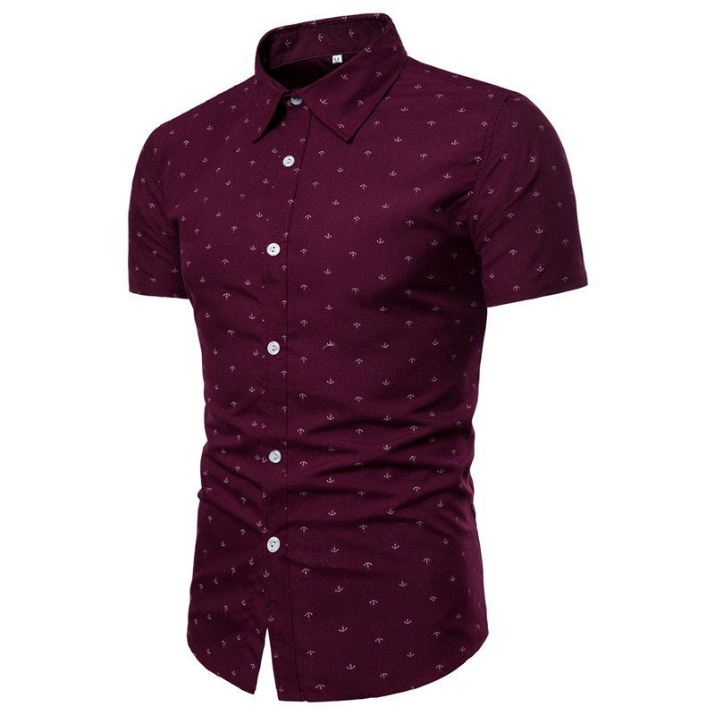 Men print short sleeve shirts business slim camisa social mens shirts casual slim fit shirts