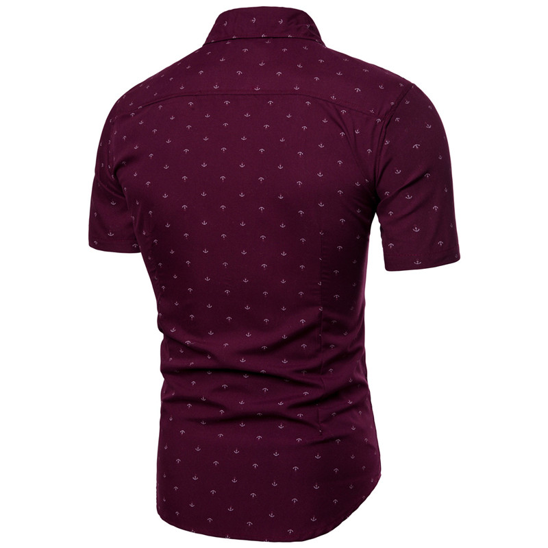 Men print short sleeve shirts business slim camisa social mens shirts casual slim fit shirts