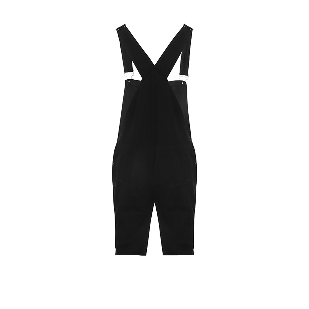 Men Letter Pocket Jeans Overall Jumpsuit Casual Loose Streetwear RompeOverall Suspender Short Pants