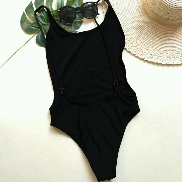2021 High quality Women's Backless Bikini Ladies Solid Swimwear Padded Swimsuit Body Suits Sleeveless Strap
