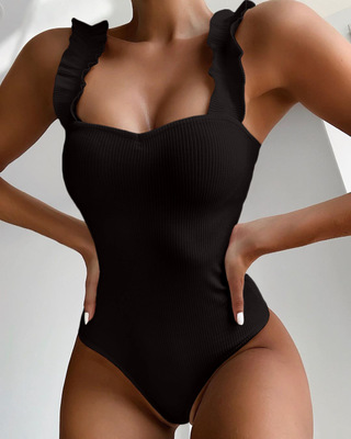 2021 High quality Women Solid Color Jumpsuit Push-Up Beachwear Bodysuit Bikini One Piece Swimwear Bathing Suit