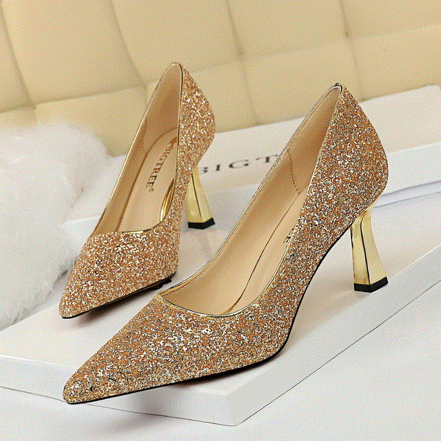 2021 High quality Women 7.5cm High Heels Shoes Office Yellow Snake Print Snakeskin Heels