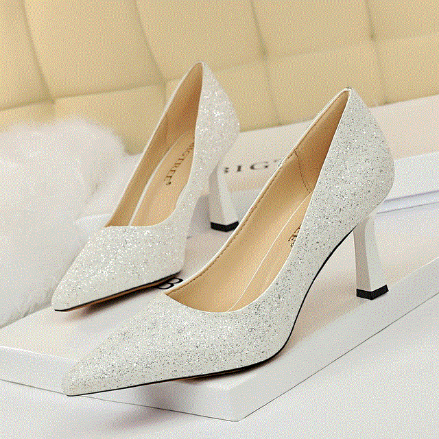 2021 High quality Women 7.5cm High Heels Shoes Office Yellow Snake Print Snakeskin Heels