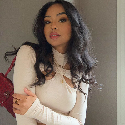 2021 High quality Hollow Out Hole Turtleneck Sweater Women Sweatshirt Cropped Solid Skinny Tops