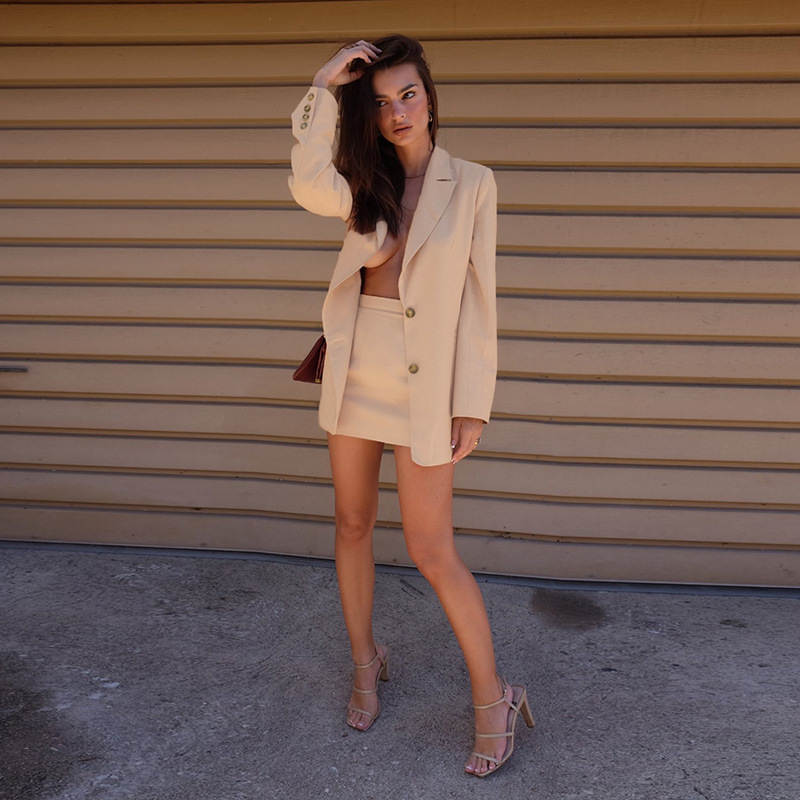 2021 High quality Oversized Urban Solid Suits Women Casual Long Sleeve Elegant Office Lady Basic Outfits