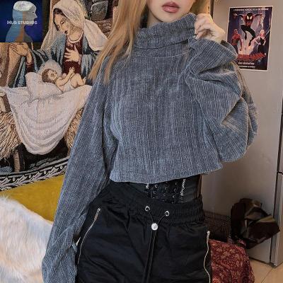 2021 High quality Long Sleeve Turtleneck Thick Sweatshirts Women Top Pullover Short Hoodies fashion tops