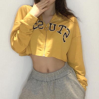 2021 High quality Letter Print Women Sweatshirts Top Casual Zipper Hooded Top Workout Sporty Female Top