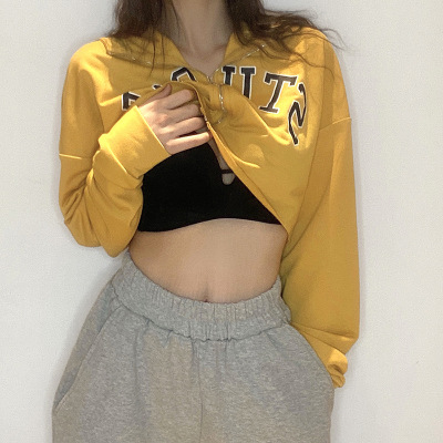 2021 High quality Letter Print Women Sweatshirts Top Casual Zipper Hooded Top Workout Sporty Female Top