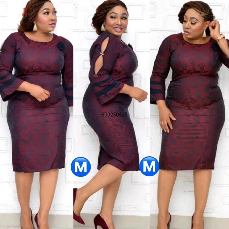 2021 High quality Elegent African Women O-neck Printing Plus Size Dress African dress