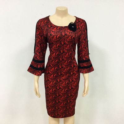 2021 High quality Elegent African Women O-neck Printing Plus Size Dress African dress