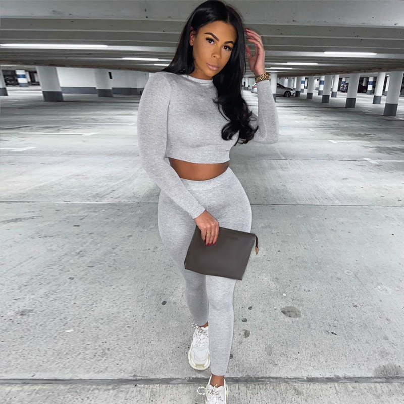 2021 High quality Close skin soft women Gymwear Matching   Long Sleeve Tops Tees and Leggings 2 Two Piece Gymwear
