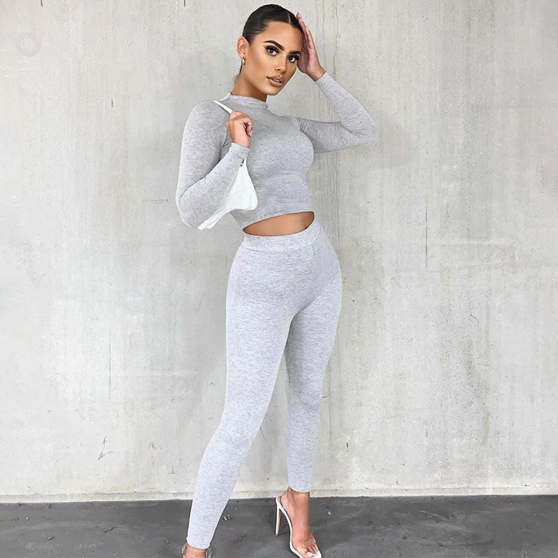2021 High quality Close skin soft women Gymwear Matching   Long Sleeve Tops Tees and Leggings 2 Two Piece Gymwear