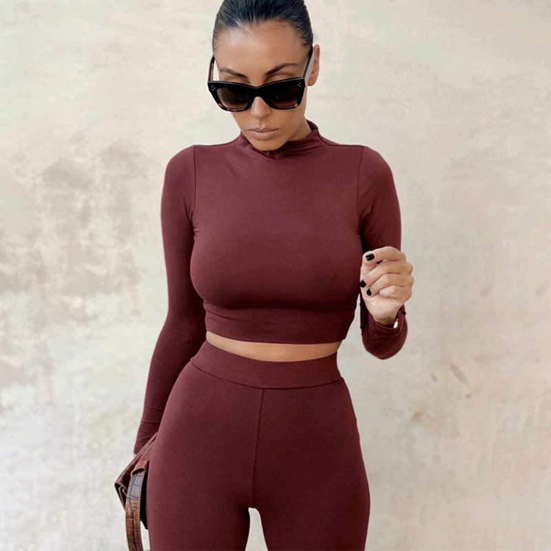 2021 High quality Close skin soft women Gymwear Matching   Long Sleeve Tops Tees and Leggings 2 Two Piece Gymwear