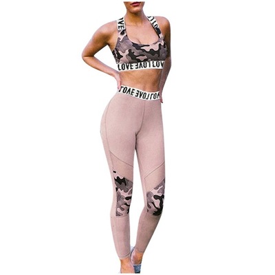 2021 High quality Fashion Elastic Gymwear Women Sexy Top High Waist Leggings Pants 2Piece Female Set