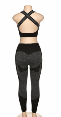 2021 High quality Women 2 Pieces Sets Fitness Tracksuit Vintage Elastic Tank Tops High Waist Leggings Casual Gymwear