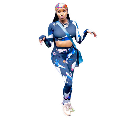 2021 High quality Gymwear 2 piece Outfits Women Matching Set Elasticity High Top Sporty Legging Active wear