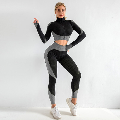 2021 High quality Women's Yoga Set Gymwear 3-Piece Gym Running Wear Skinny Sports Set African Clothes Yoga Clothes