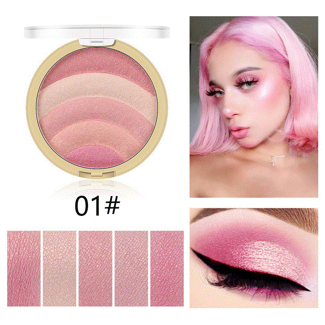 2021 High quality 10-color Rainbow Highlight Eyeshadow Baked Powder Blush Lazy Blush Makeup Long-lasting Natural