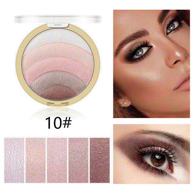 2021 High quality 10-color Rainbow Highlight Eyeshadow Baked Powder Blush Lazy Blush Makeup Long-lasting Natural