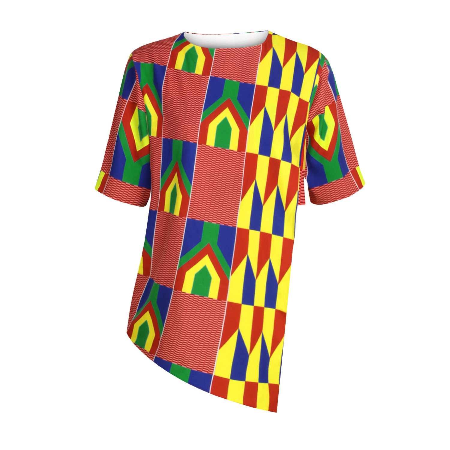 2021 High quality Africa Clothes Asymmetrical Africa Print Loose T-shirt African Women's Tops Lady Summer