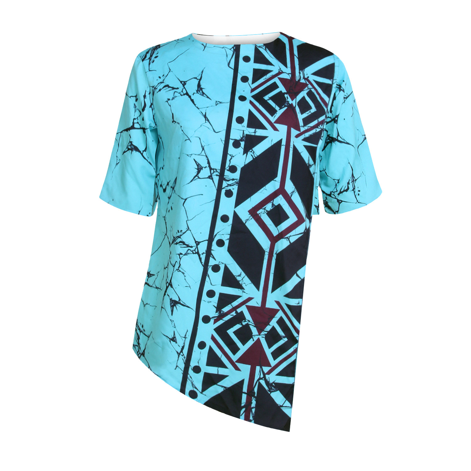 2021 High quality Africa Clothes Asymmetrical Africa Print Loose T-shirt African Women's Tops Lady Summer
