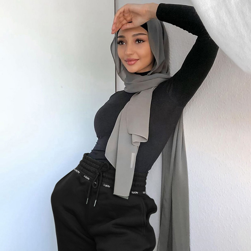 2021 High quality Women sweatpant drawstring elastic waist letter printed trousers