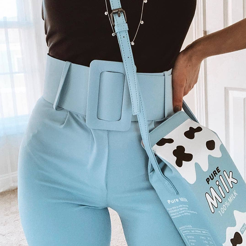2021 High quality Casual High Waist Pencil Pants Women Belt Ankle LengthBlue Zipper Suit Trousers