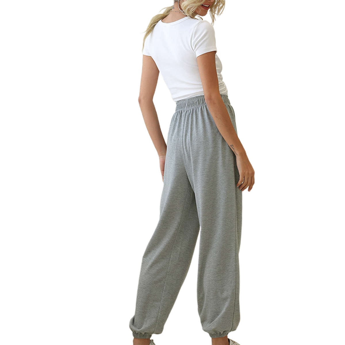 2021 High quality Wide Leg Sweatpant Women Trousers Plus Size Elastic High Waist Casual Cargo Trousers