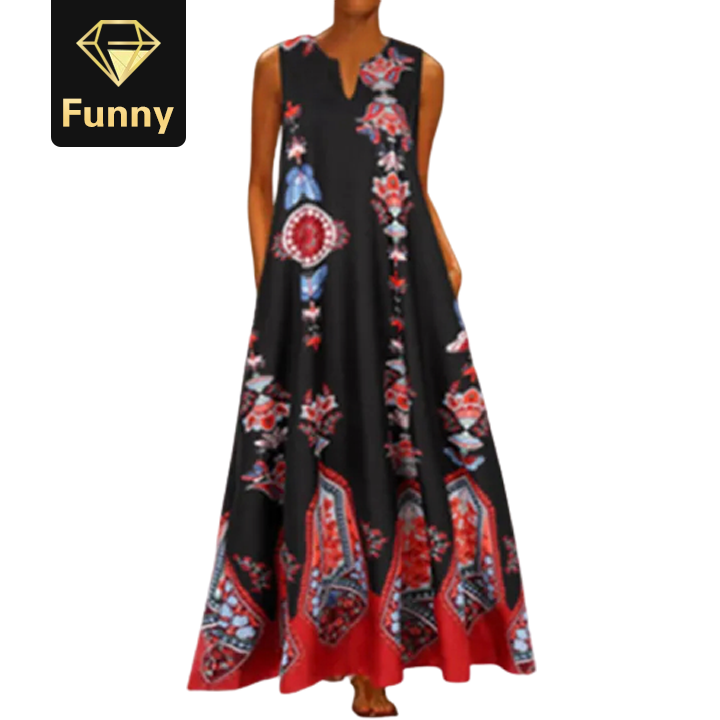 2021 High quality Summer Sleeveless Retro Long Dress Loose Casual Off Shoulder Plus Size Maxi Dresses