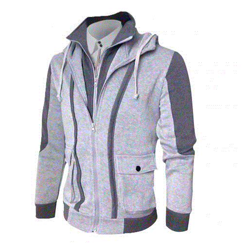 2021 High quality Casual Men Jackets Coats Winter Thin Warm Zipper Hooded Jackets Fake Two Pieces Sports Sweatshirt