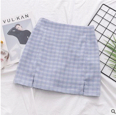 2021 High quality Hot Sale Women Lady Skirts summer High waist grid split package buttocks short skirt girl Casual