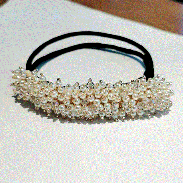 2021 High quality Pearl Head Wear Women Flower Donut Maker Big Crystal Ribbon Hair Style Making Tools Hair Accessories