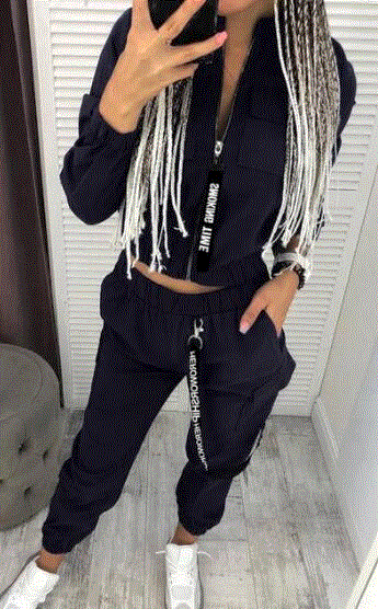 2021 High quality Women Long Sleeve Zipper Jacket Pants Suit Streetwear Hip Hop Track Suit Casual Female 2 Pieces Sets