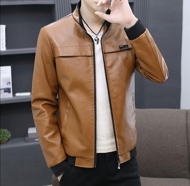 2021 High quality Autumn Winter Coats Jackets Men Solid Color Faux Leather Suit Jacket Long Sleeve Lapel Blazer Male
